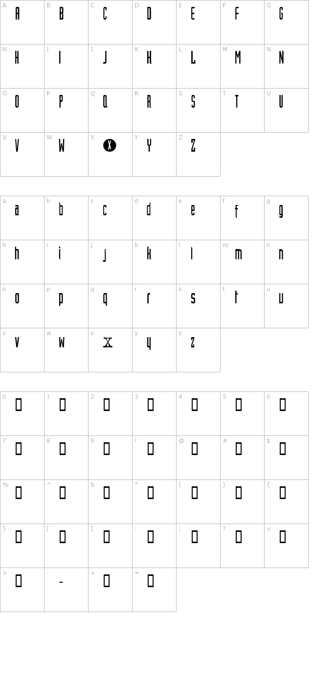 X-Files by Fontomen character map