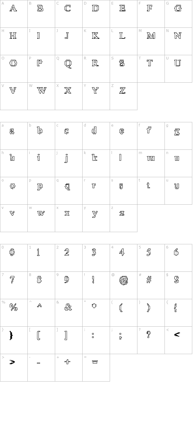 x51-outline character map