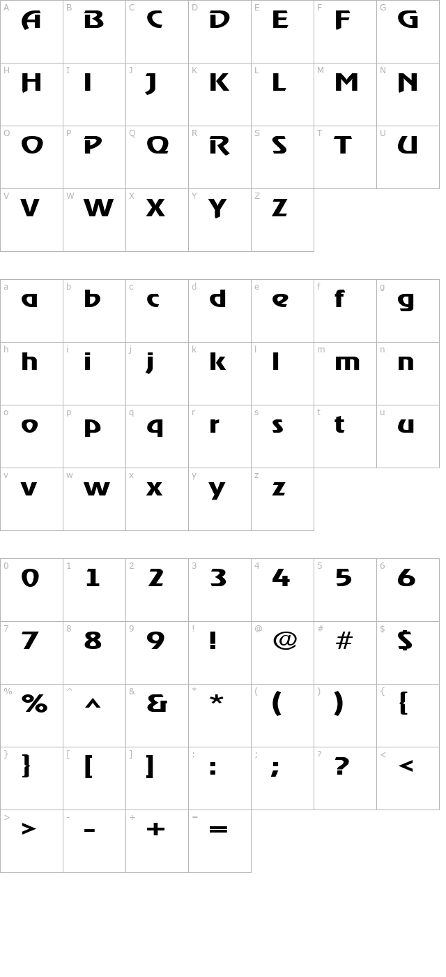 XanadauExtended character map