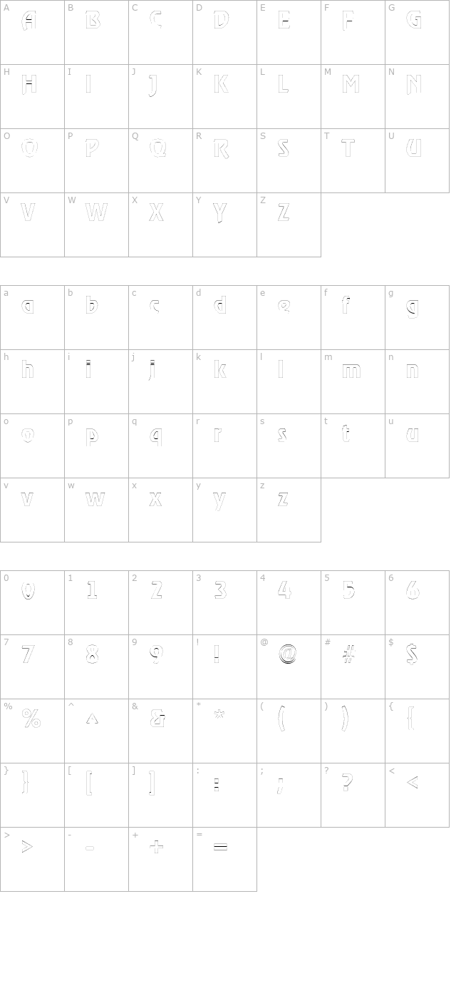 XanadauOutline character map