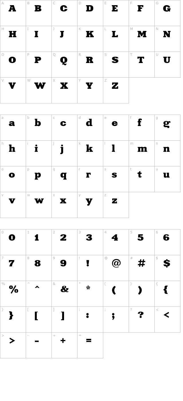 XeniaExtended character map