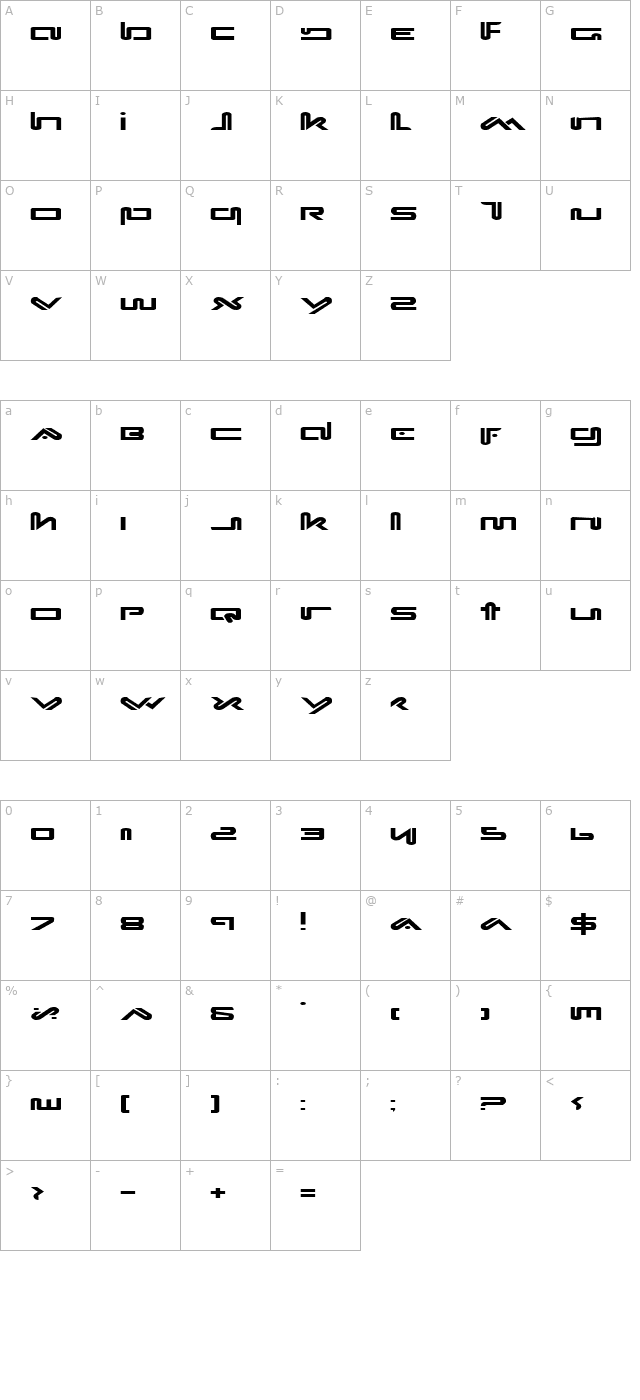 Xephyr Expanded character map