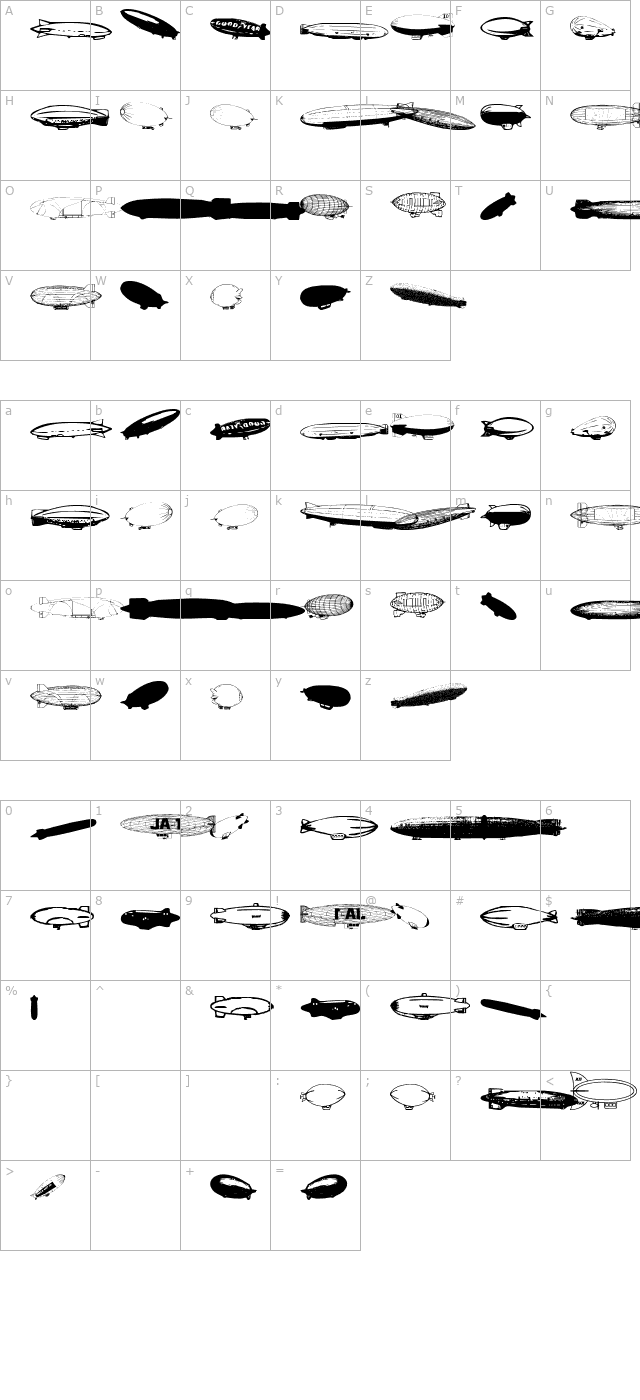 xeppelin character map