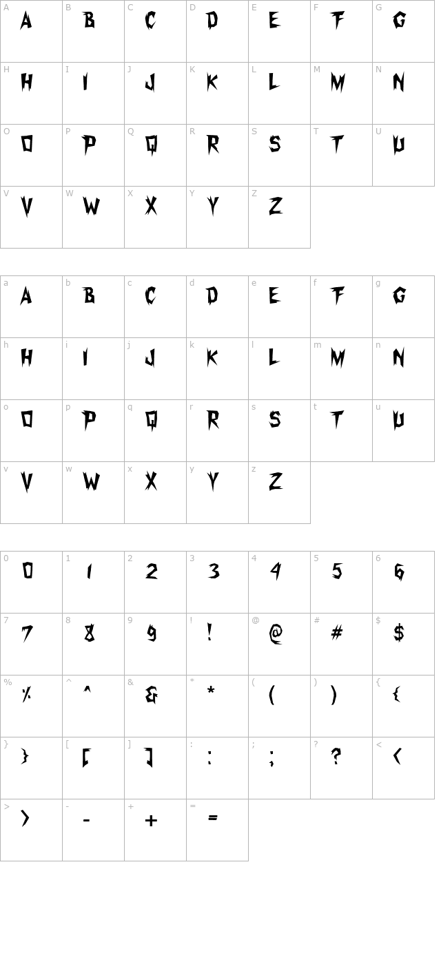 xerker-fw character map