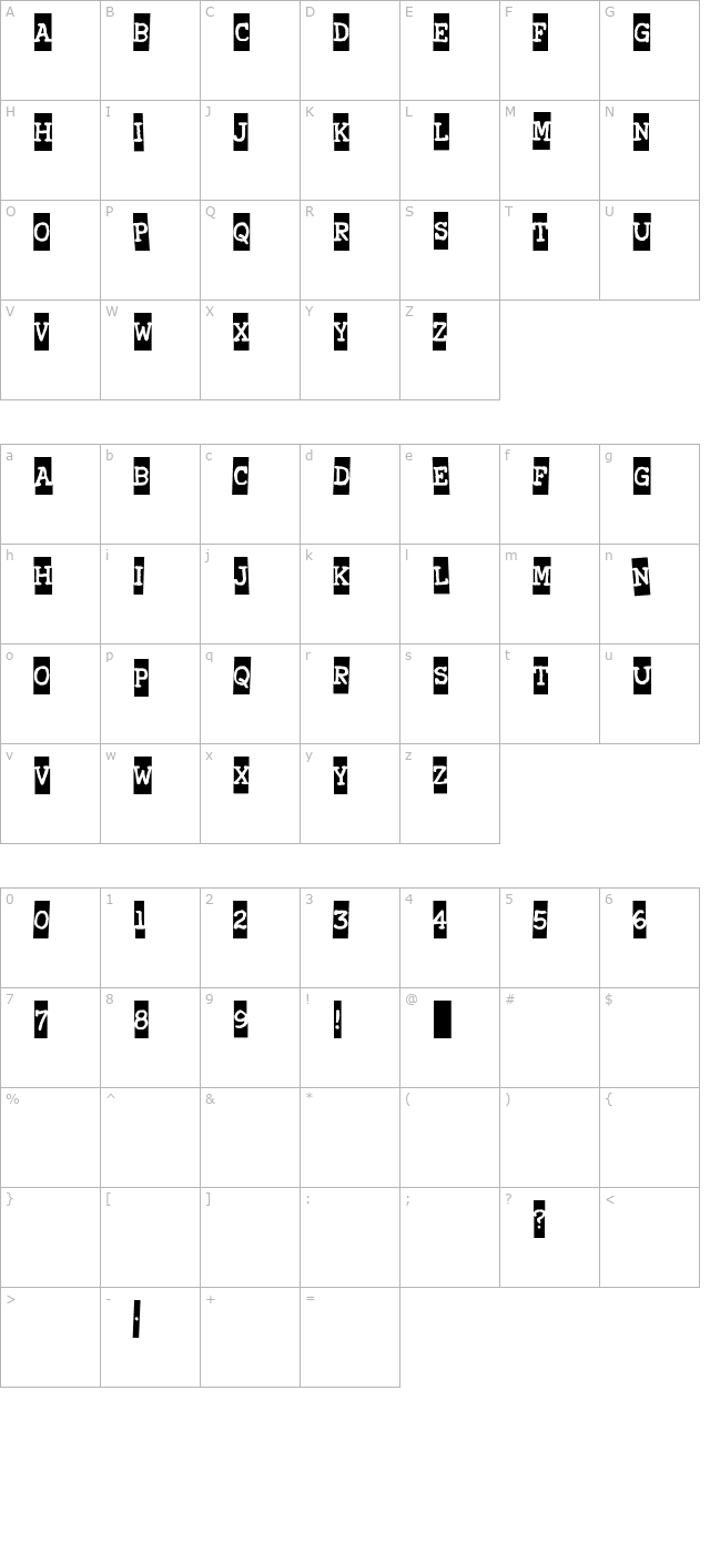 Xerography character map