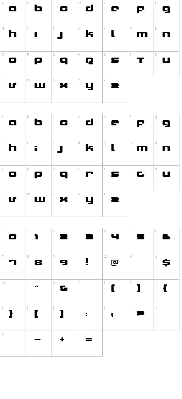 xeron character map