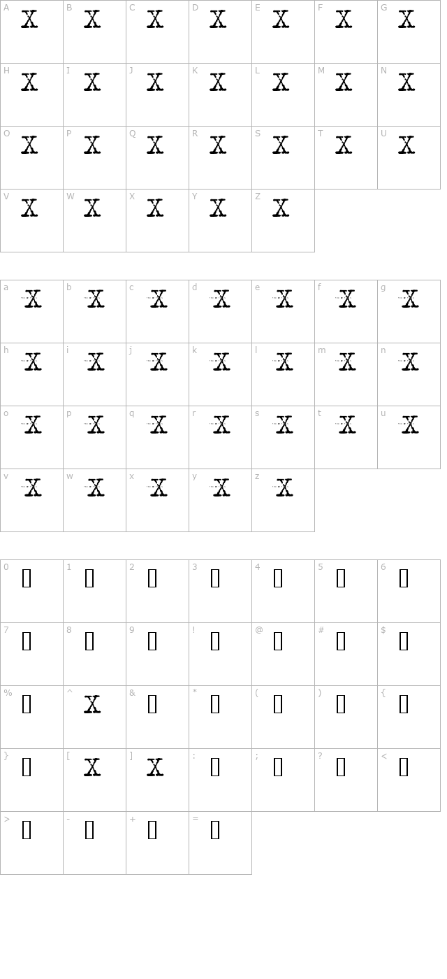 XFont character map