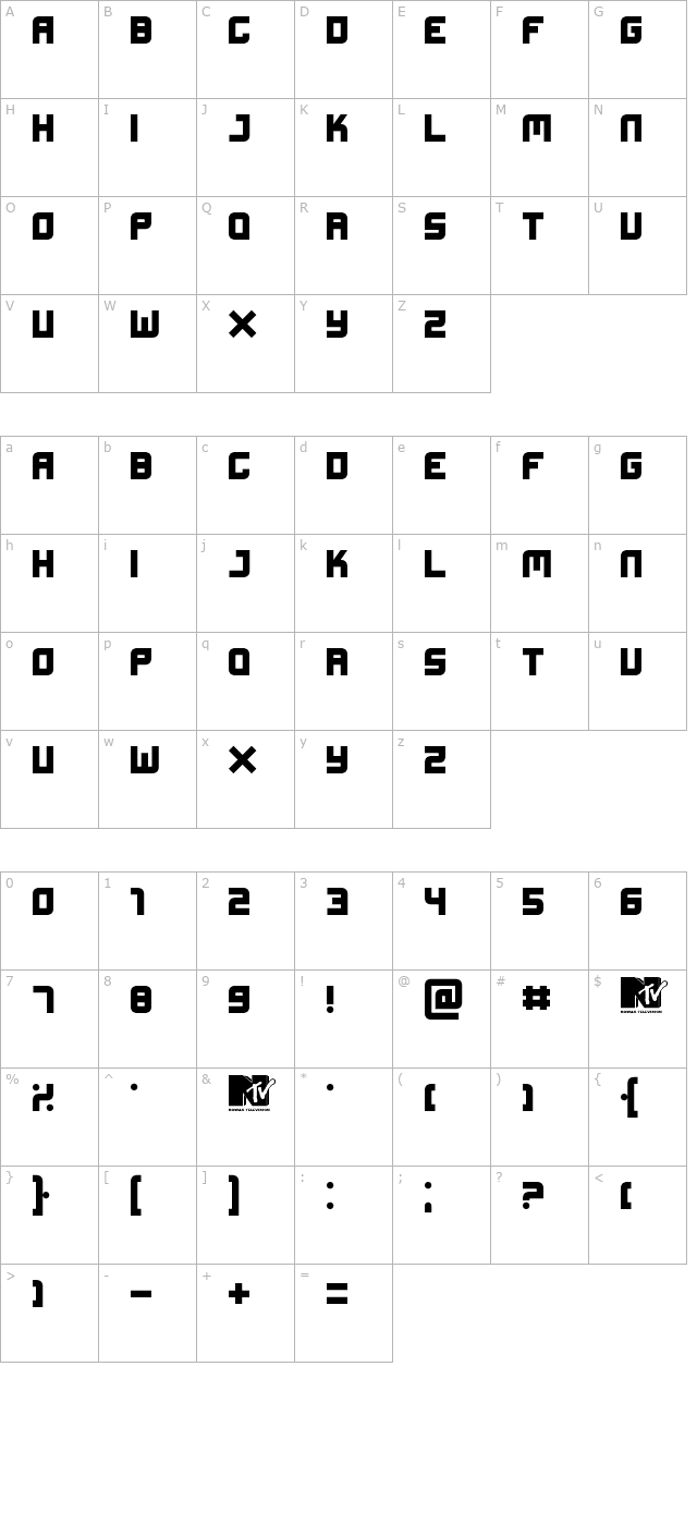 xifiction character map