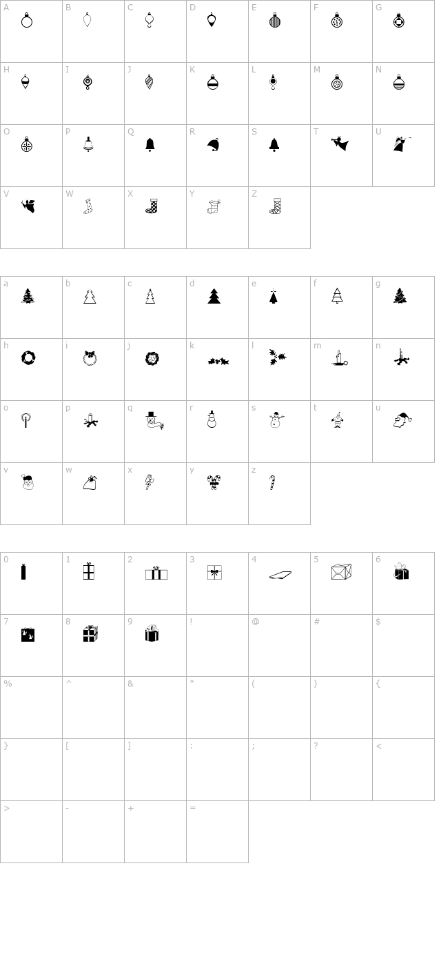 Xmas Dings character map