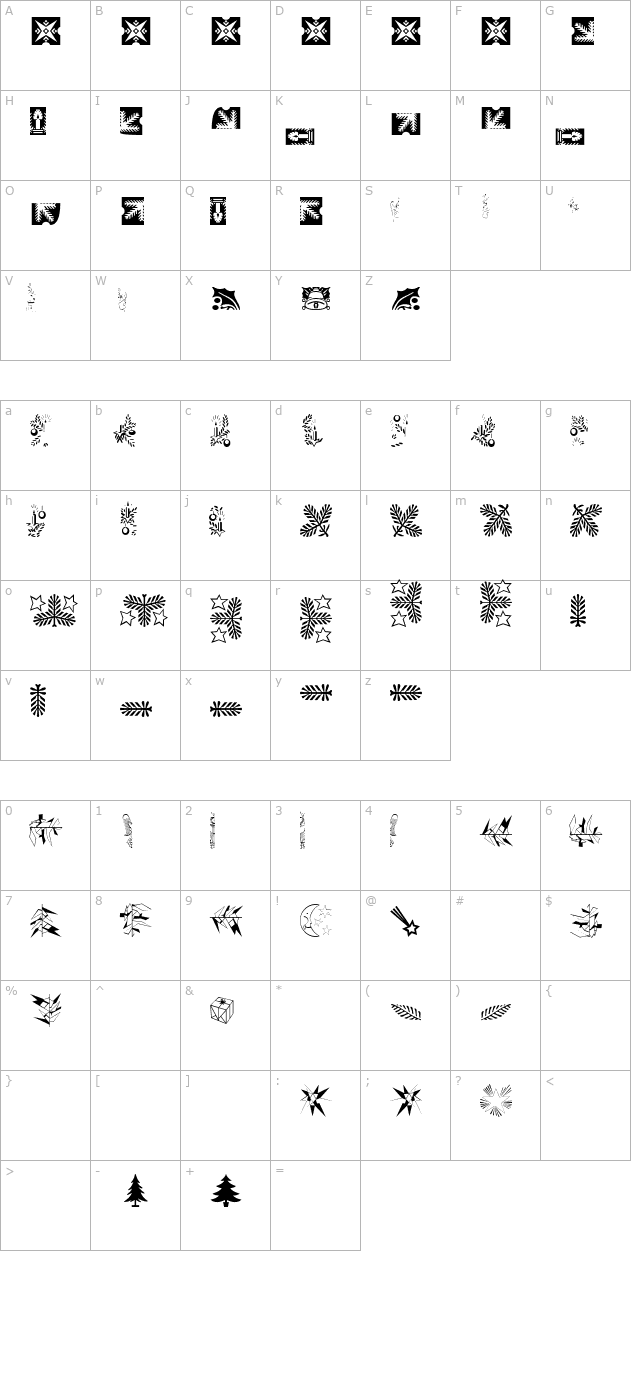 Xmas LH Pi Two character map