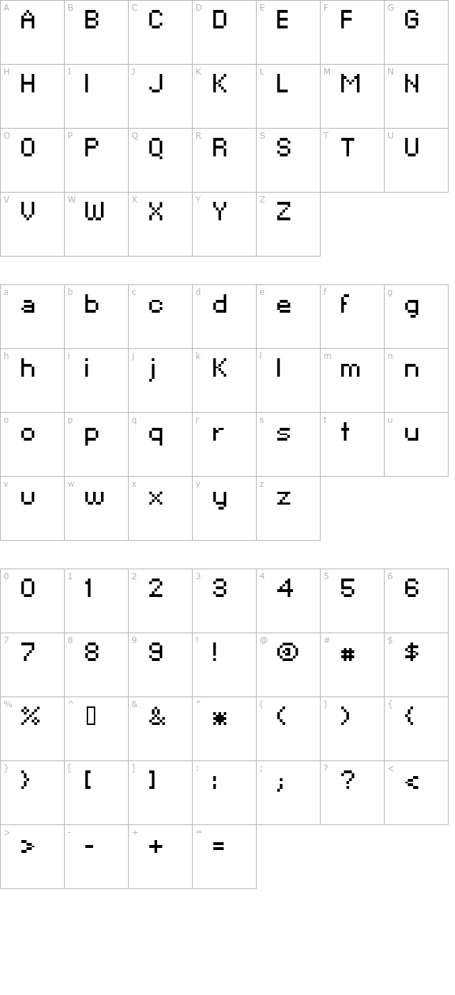 Xpaider Pixel Explosion 02 character map