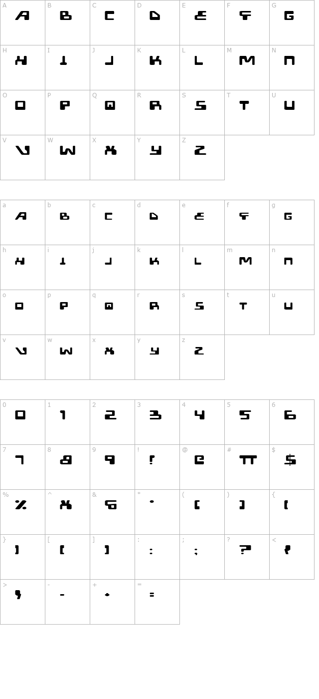 xped-expanded character map