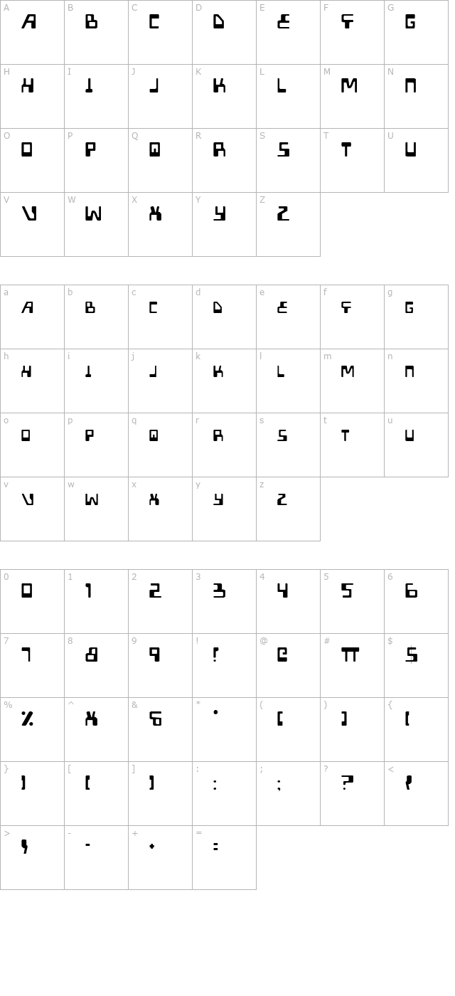 XPED Light character map