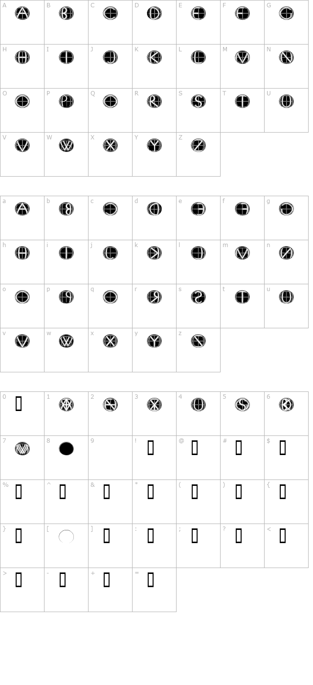 XPFourTwoContour Medium character map