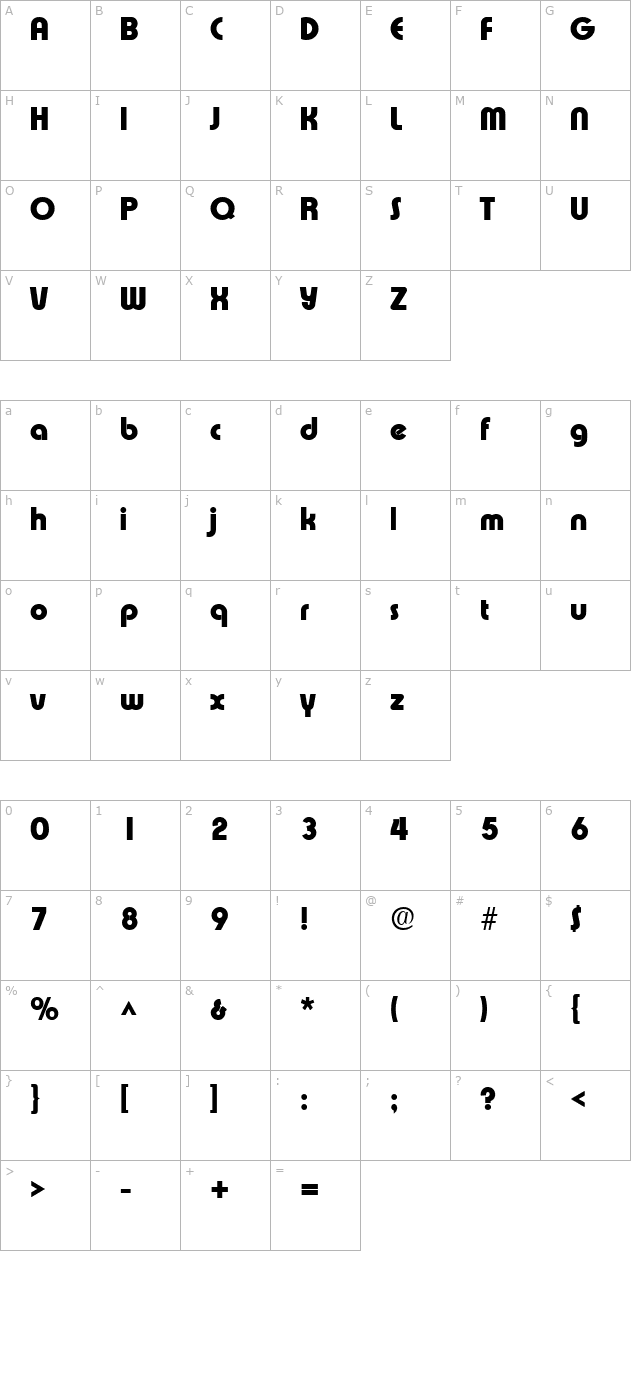 Xpress Heavy SF Bold character map