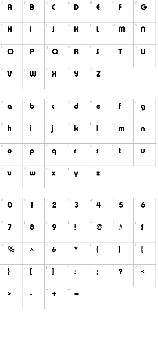 xpress-sf-bold character map