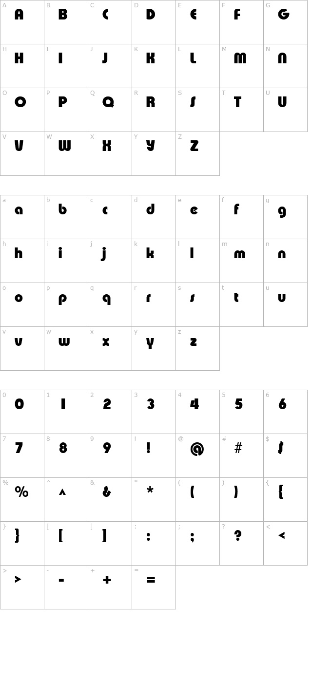 XpressiveBlack Regular character map