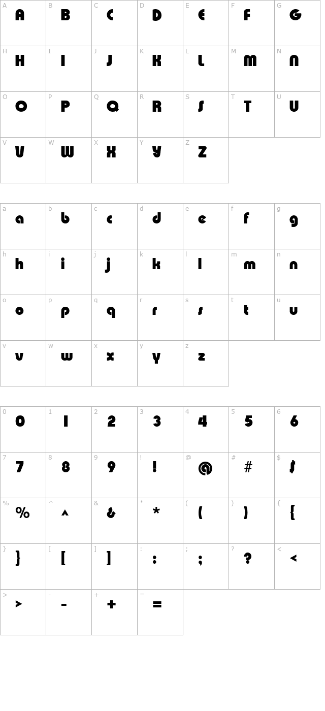 XpressiveBlack character map