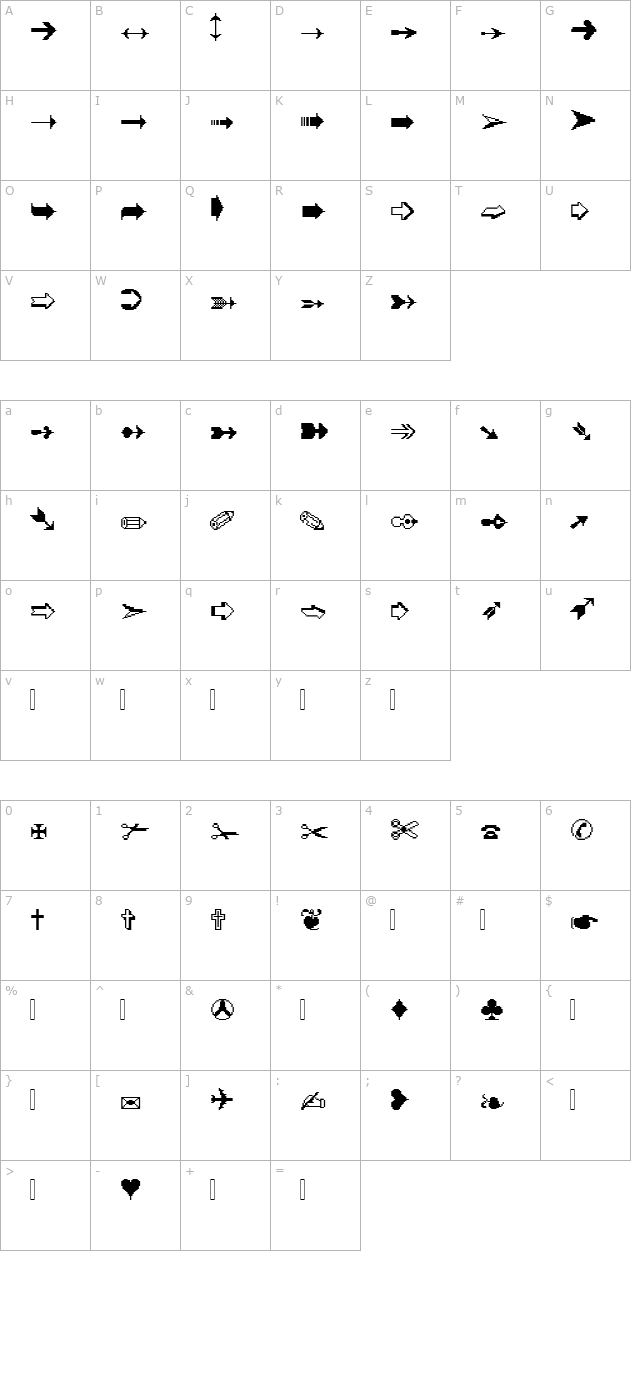 XRough12 Becker character map