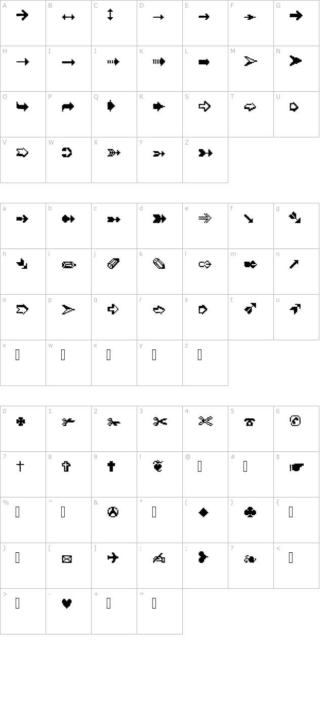 XRough17 Becker character map