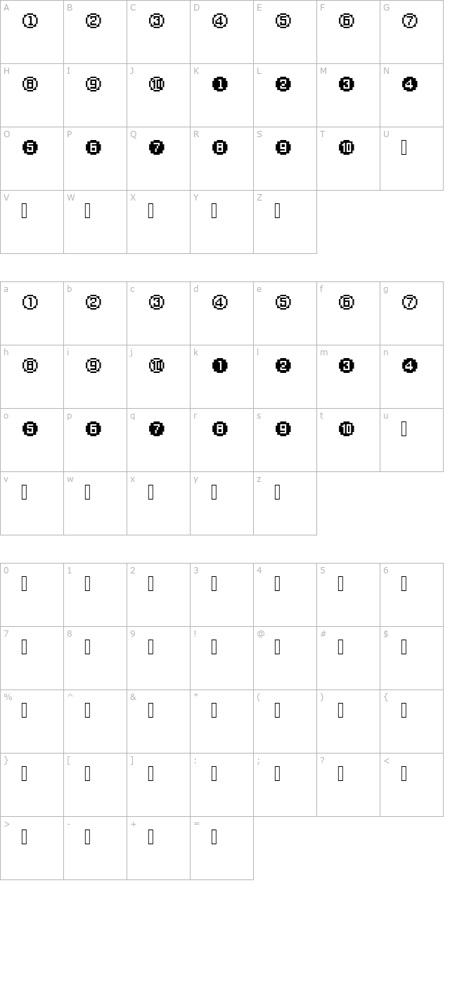 XRough21 Becker character map