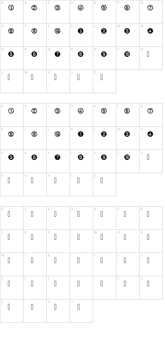 XRough28 Becker character map