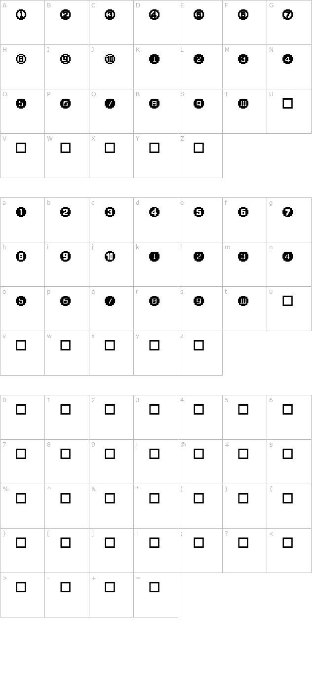 XRough29 Becker character map