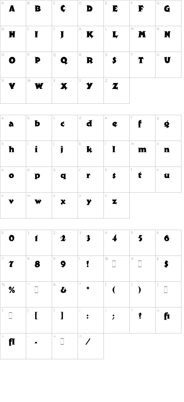 xylo-let-plain10 character map