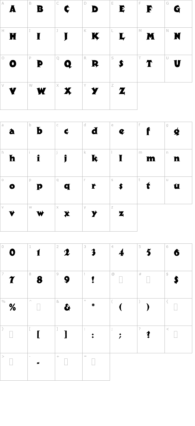 XyloPlain character map