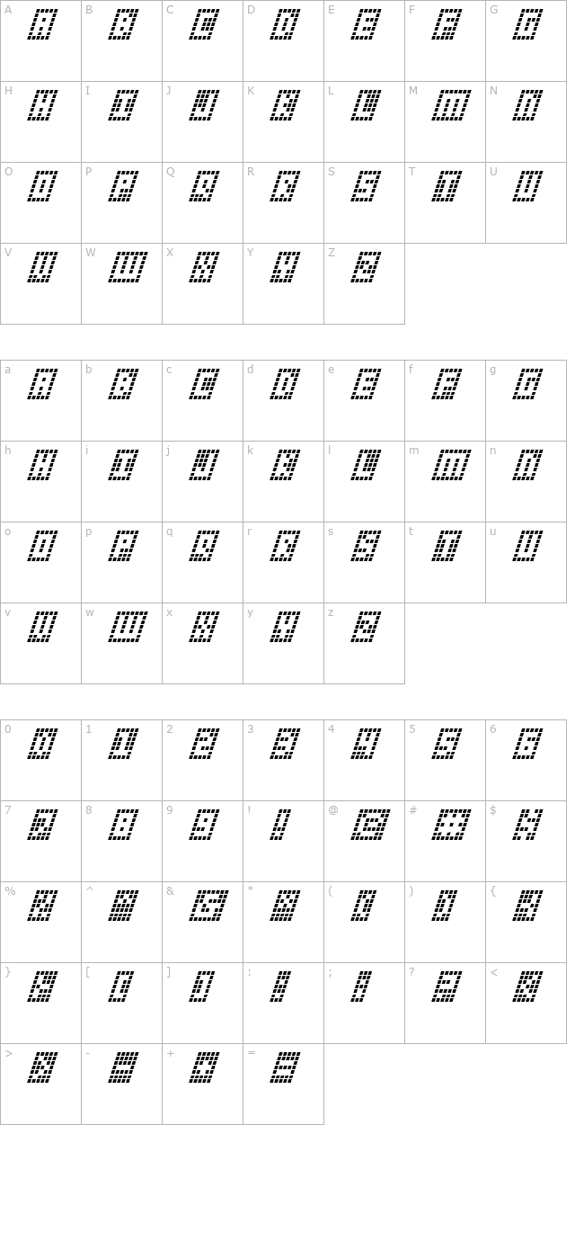 y-grid-italic character map