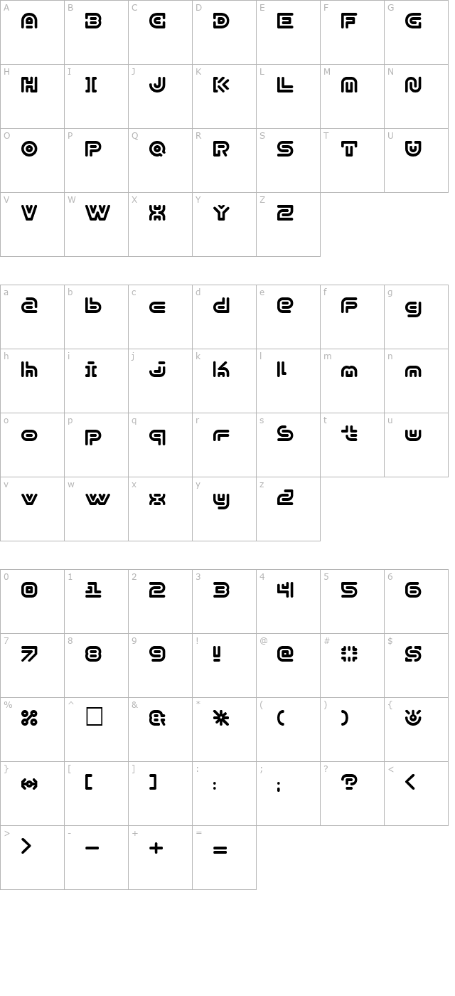 Y2k Subterran Express KG character map