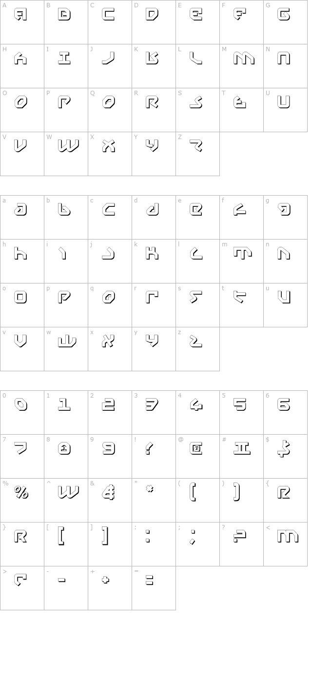 Yahren Shadow character map