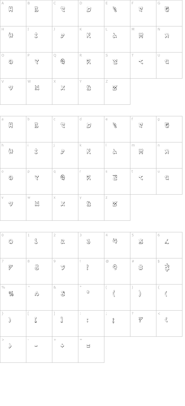 yama-moto-3d-condensed character map