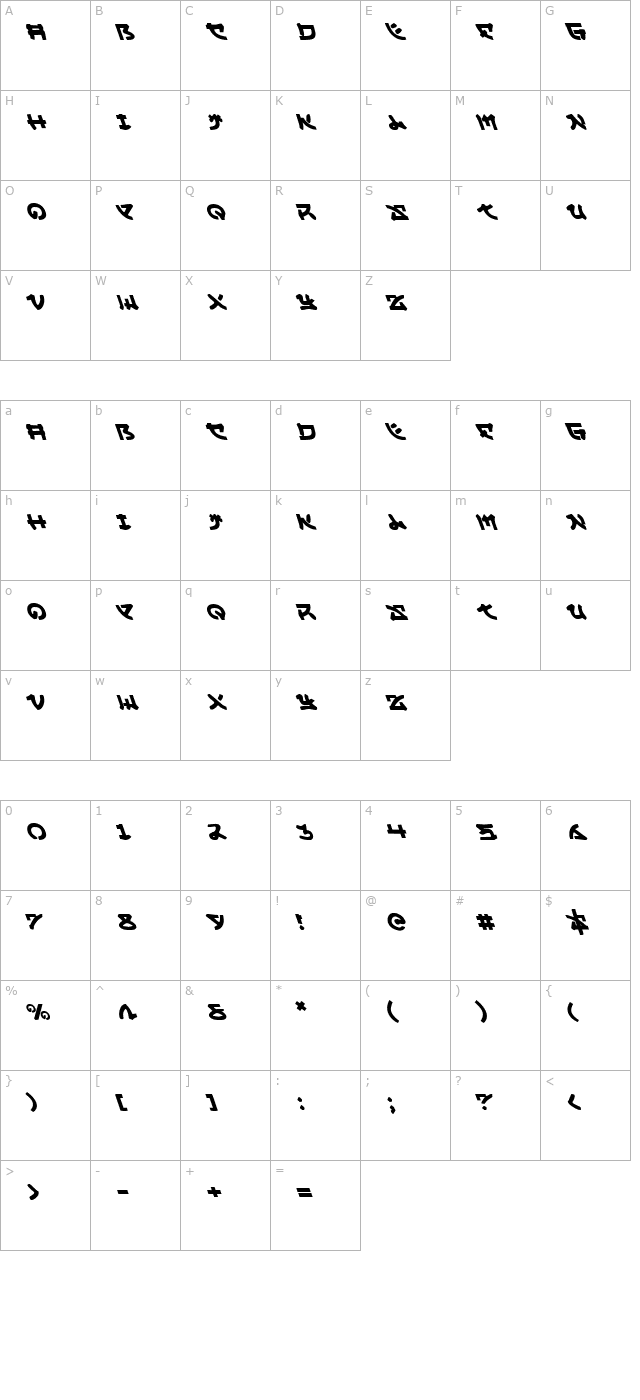 yama-moto-leftalic character map