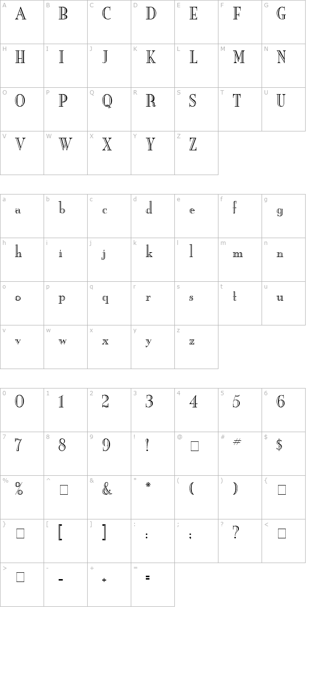 yankeeengraved-normal character map