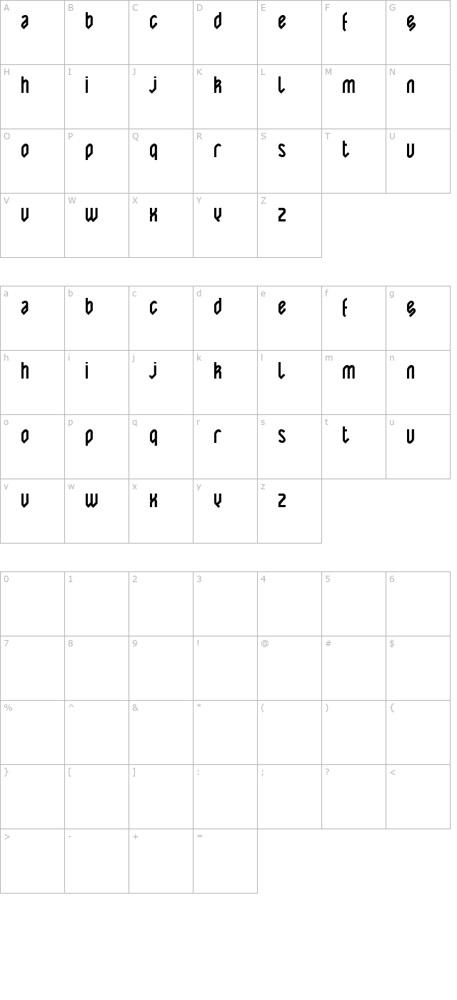 yatis-black character map