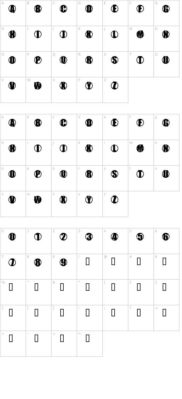 YChrome Mutant character map