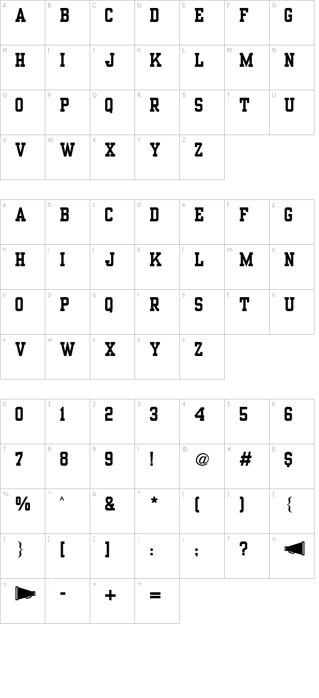 yearbook-solid character map