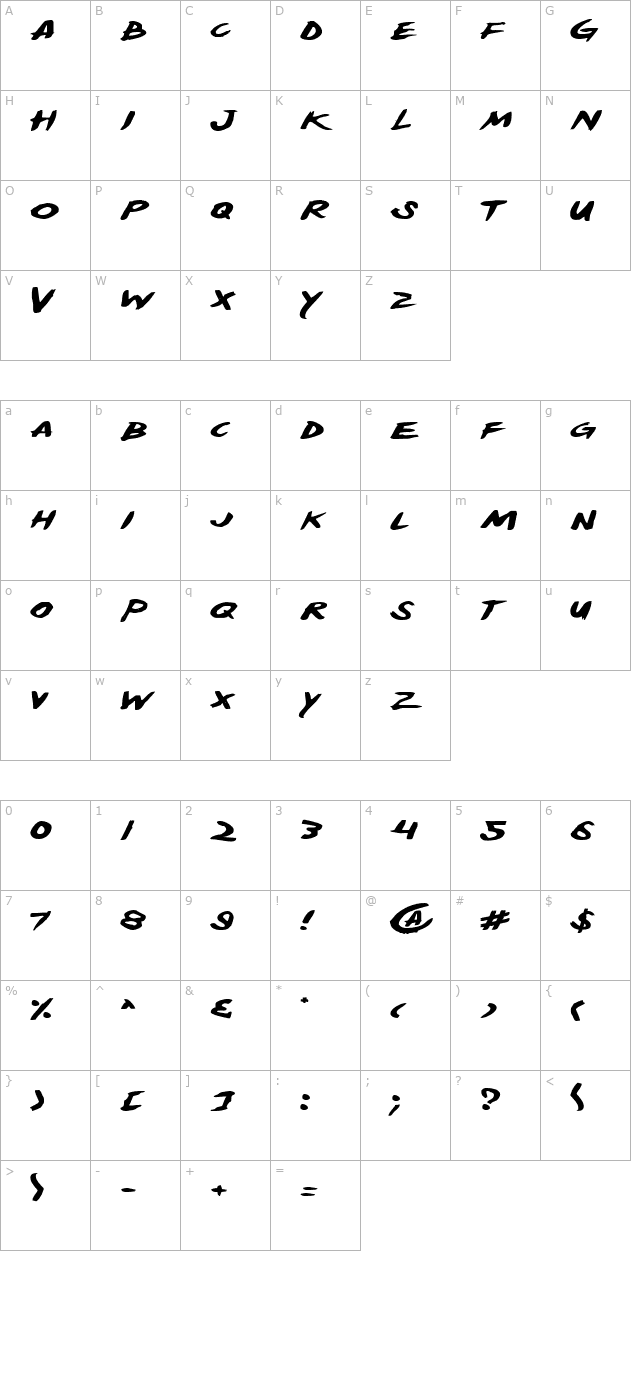 Yellowjacket Expanded character map