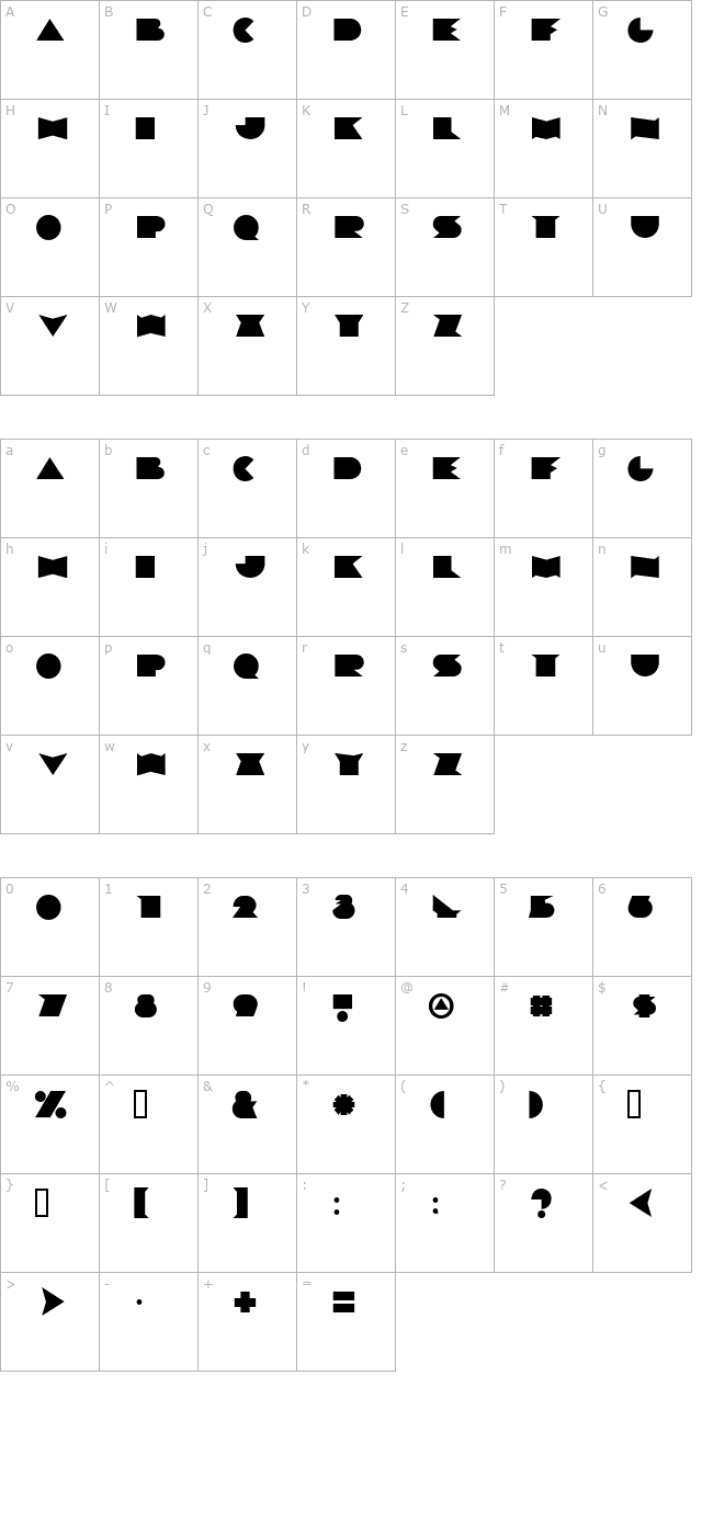 Yennotten character map