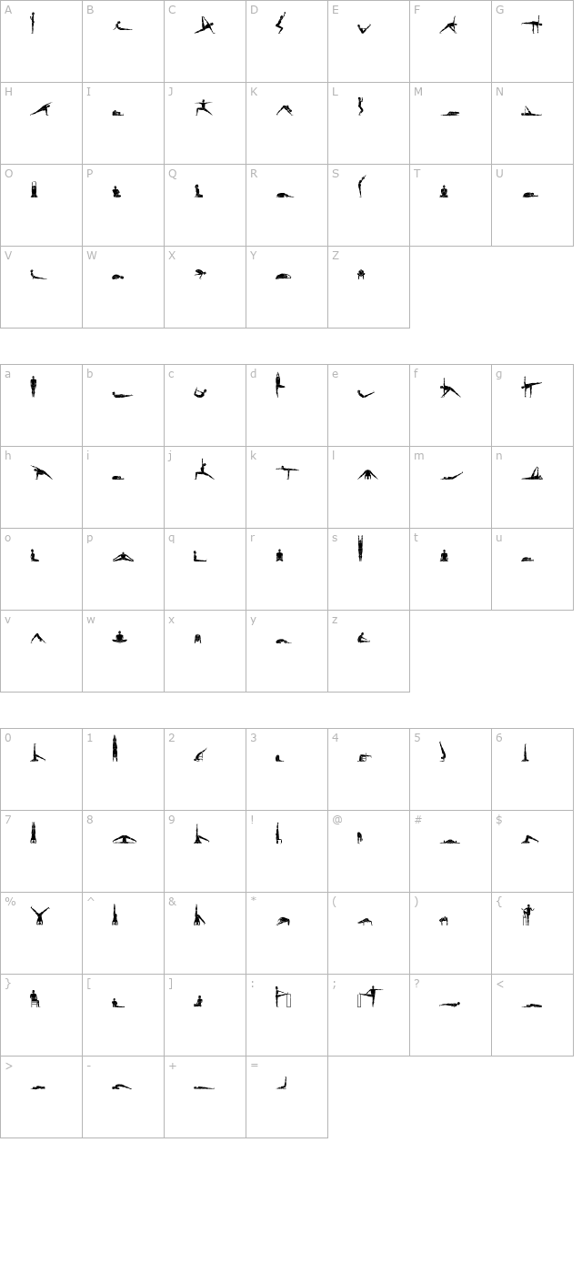 Yogafont character map
