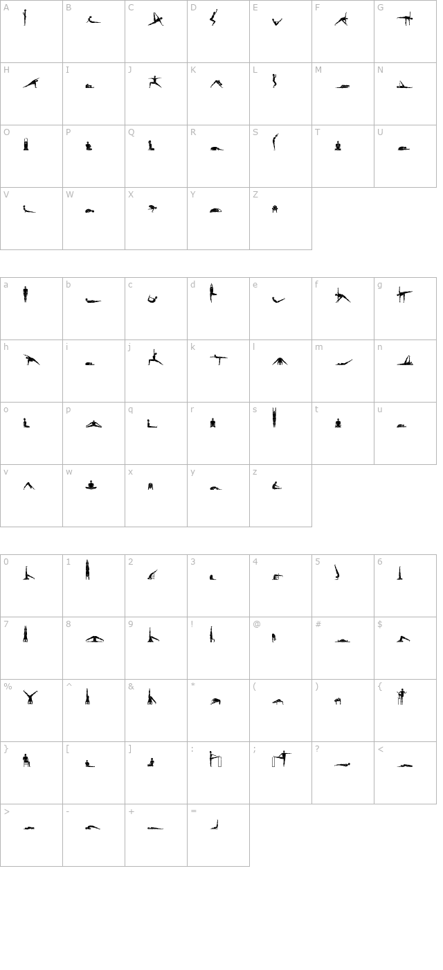 yogafont character map