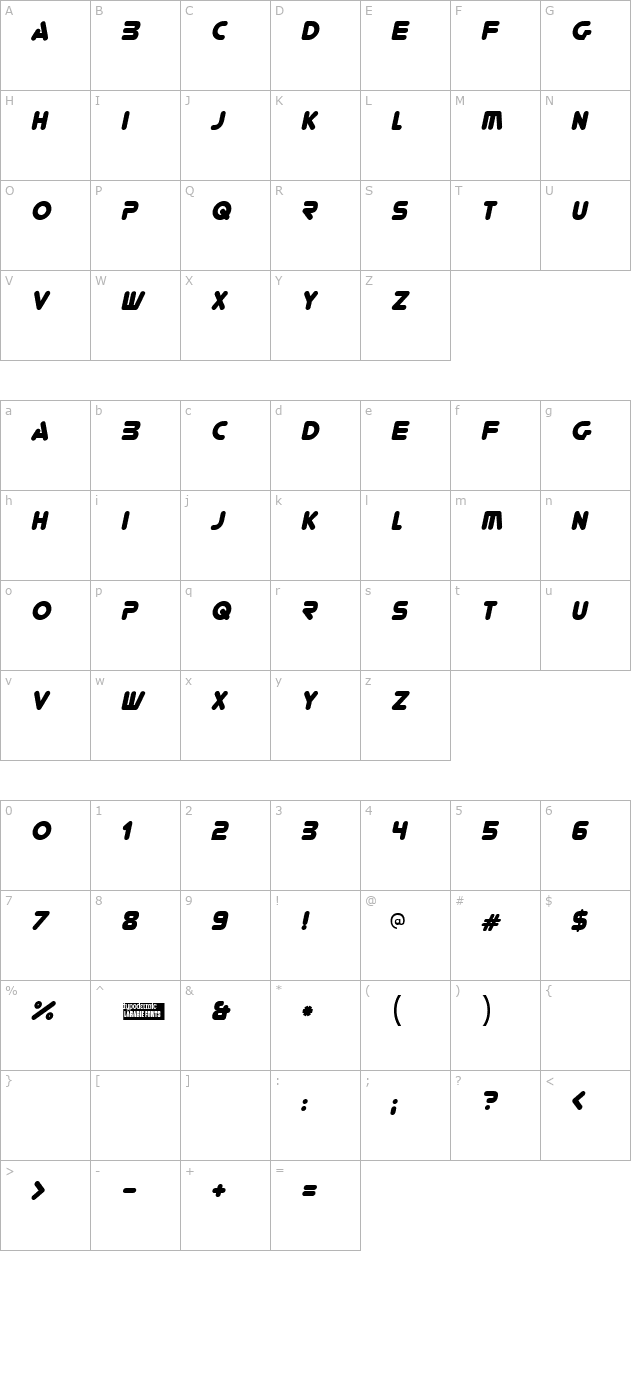 youre-gone-italic character map