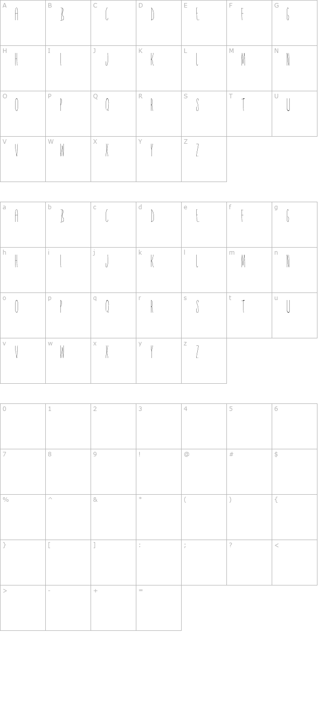 Yr Face character map