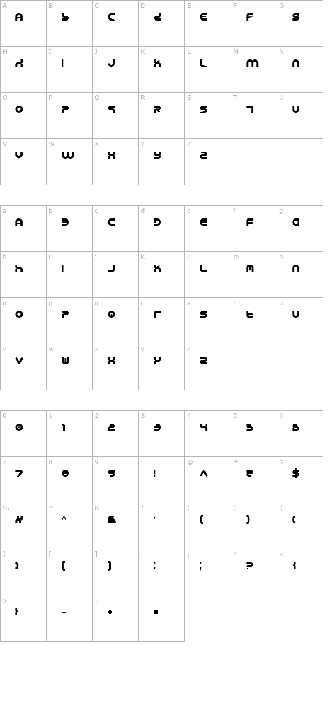 yukon-tech-bold character map