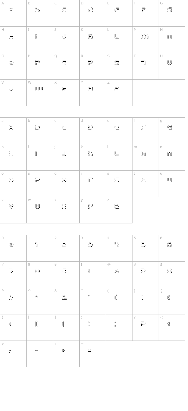 Yukon Tech Shadow character map