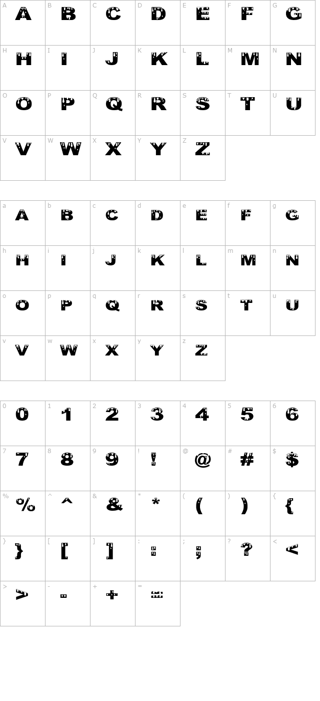 Yurine Overflow character map