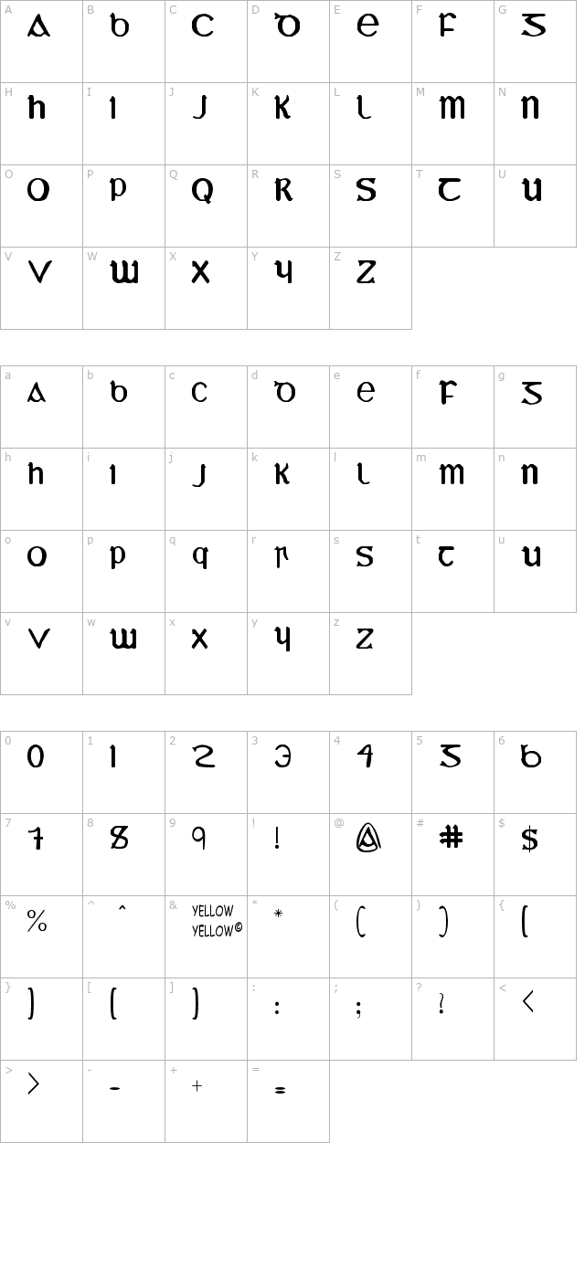 YY Uncial Most Irish character map