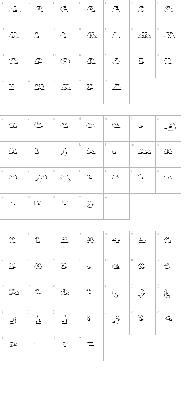 z-dabble-down character map