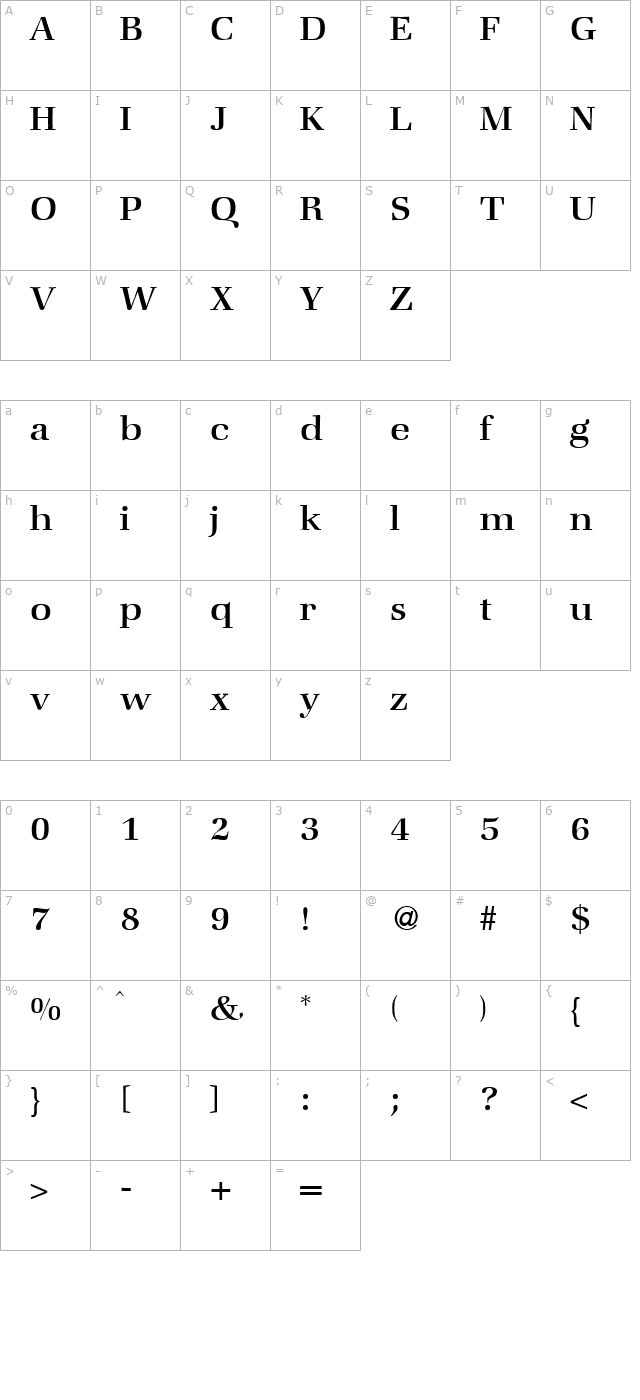 ZabriskieBook-Regular character map